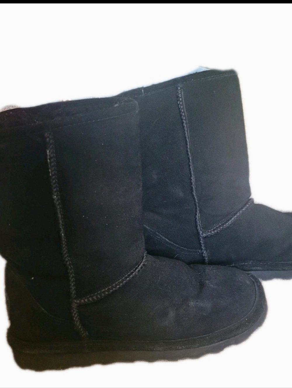 Bearpaw Classic Black Suede Cozy Boots Sz 7